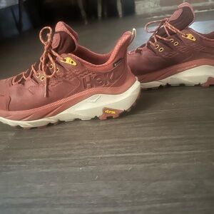 Hoka Burgundy Trail Shoes with White Midsole